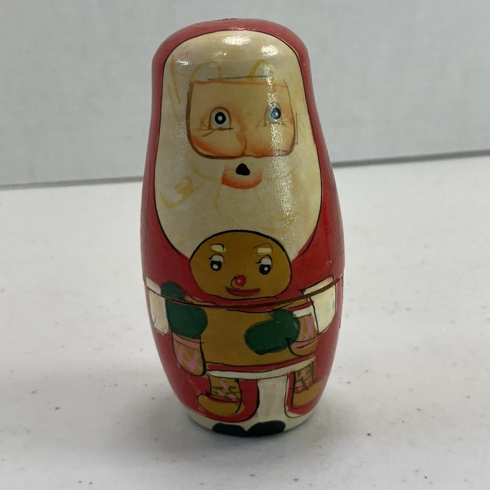 Vintage Santa Family Christmas Nesting Dolls‎ Set of 3 Gingerbread Boy Doll